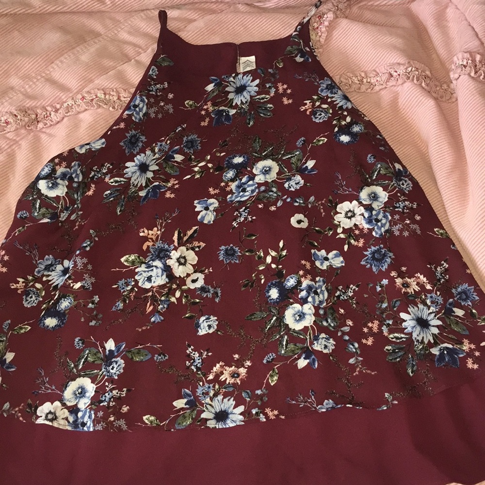 burgundy flower blouse